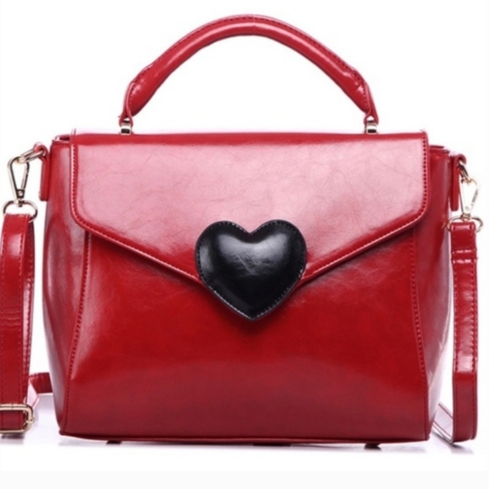 Pink Haley Red Medium Crossbody Shoulder Purse With Heart Great Condition